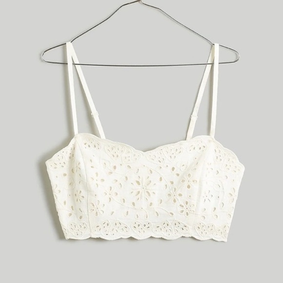 Madewell Tops - NWT! MADEWELL EYELET LINEN BLEND CROP TANK TOP